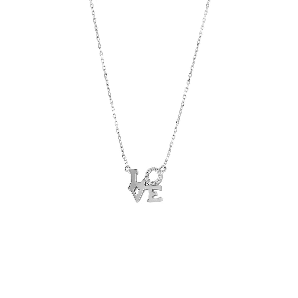 14K White Gold 0.30ctw Diamond Love Necklace