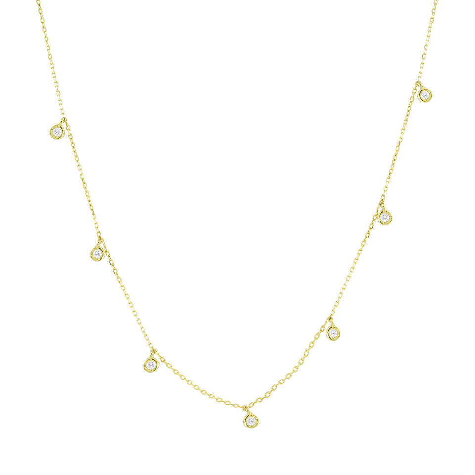 14k Yellow Gold 7 0.15ctw Diamond Station Necklace