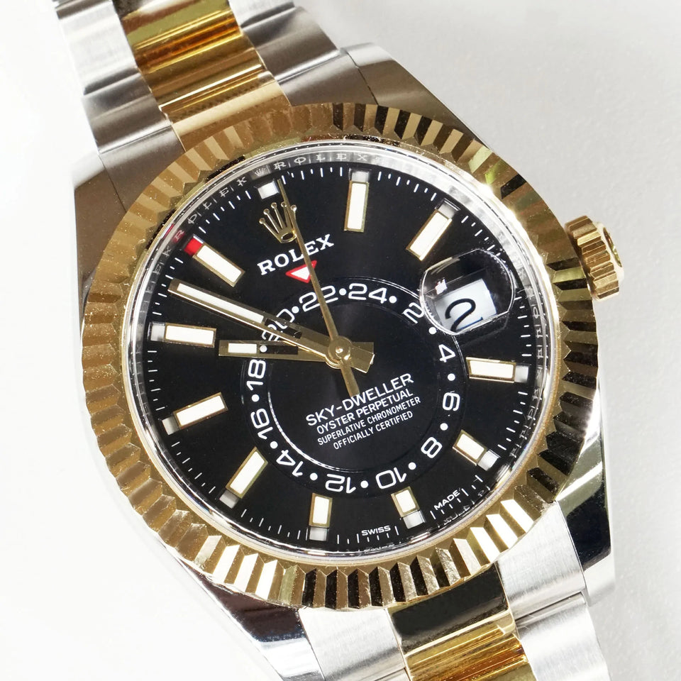 Rolex - Sky-Dweller - Black Dial 18K Yellow Gold Two-Tone Stainless Steel Oyster Bracelet
