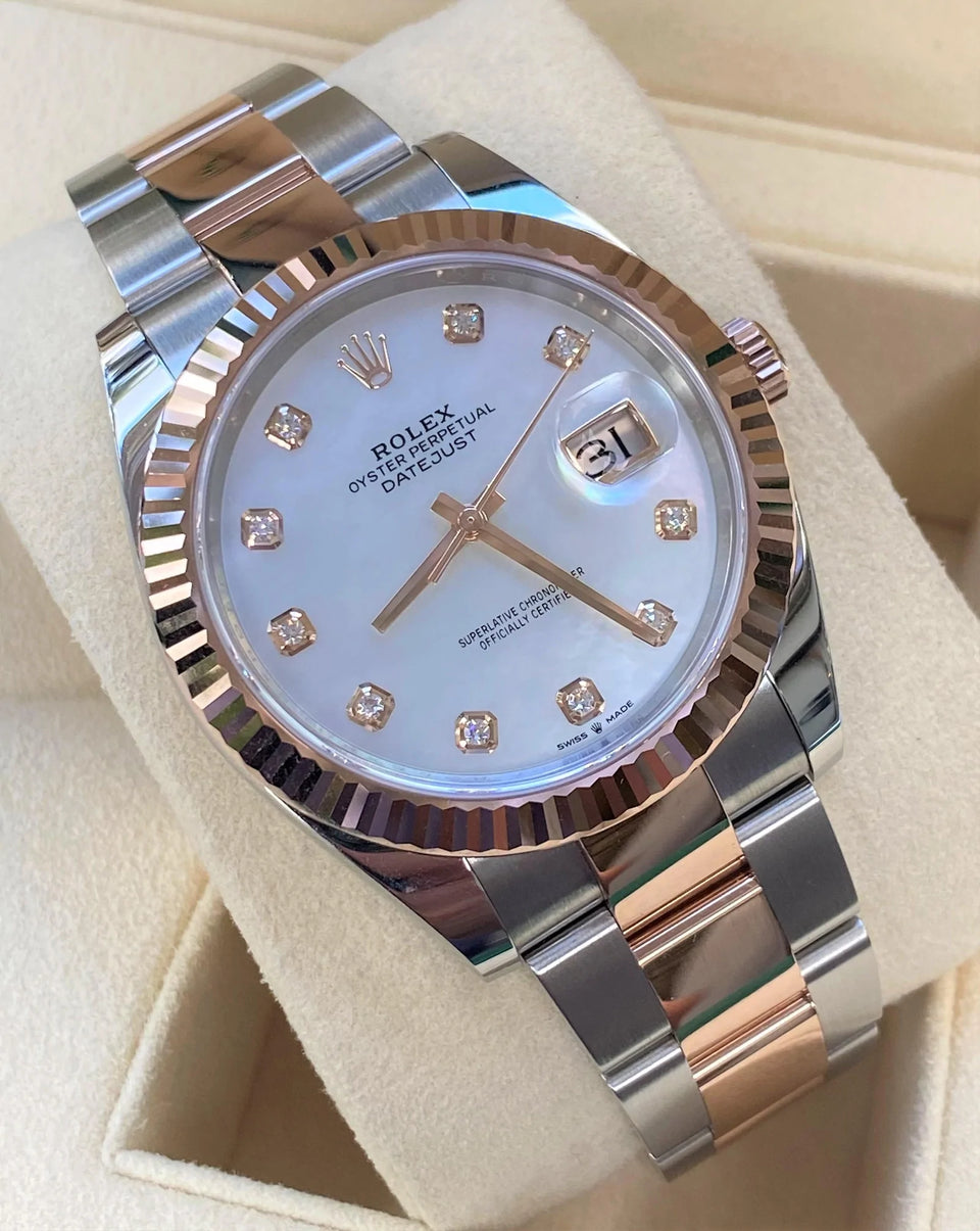 Preowned Rolex - Datejust - 41mm Mother of Pearl Diamond Dial 18K Yellow Gold Fluted Bezel Two-Tone Oyster Bracelet