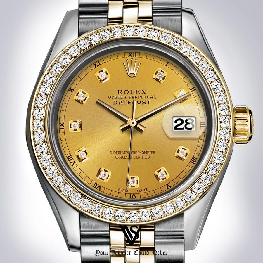 Preowned Rolex - 36mm Datejust Yellow Gold Diamond Dial with Diamond Bezel Two-tone 18K Yellow Gold & Stainless Steel Jubilee