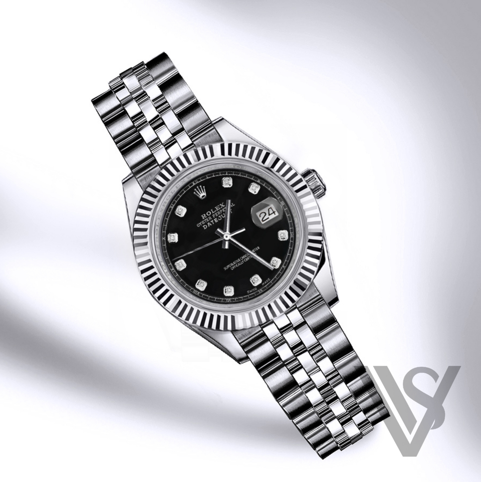 Rolex Datejust 41mm Black Diamond Dial 18K White Gold Fluted