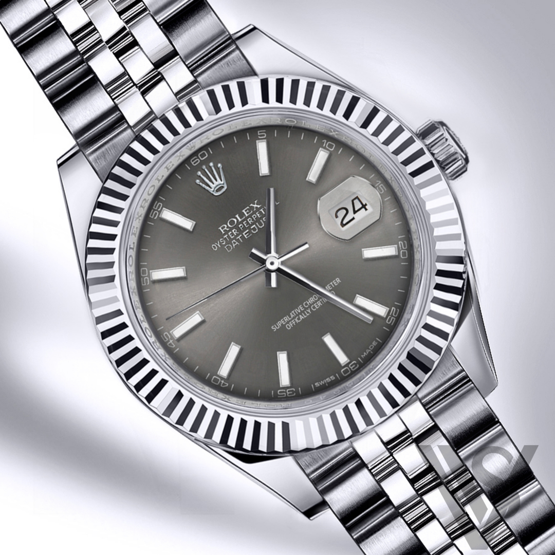 Rolex - Stainless Steel Datejust 41 - Fluted Bezel - Grey Index Dial - Jubilee Bracelet