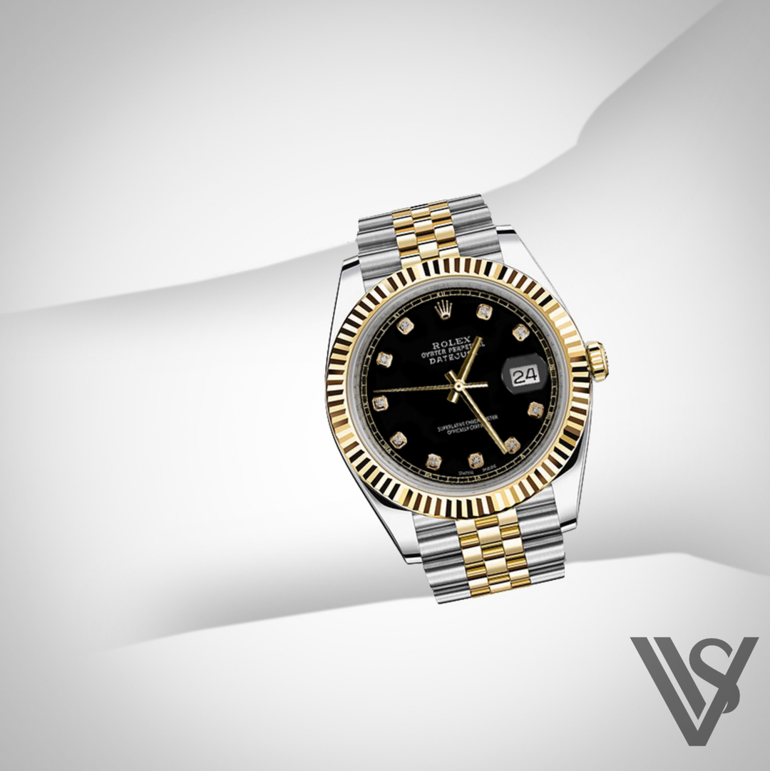 Rolex - Stainless Steel and Yellow Gold Datejust 41 - Fluted Bezel - Black Diamond Dial - Jubilee Bracelet