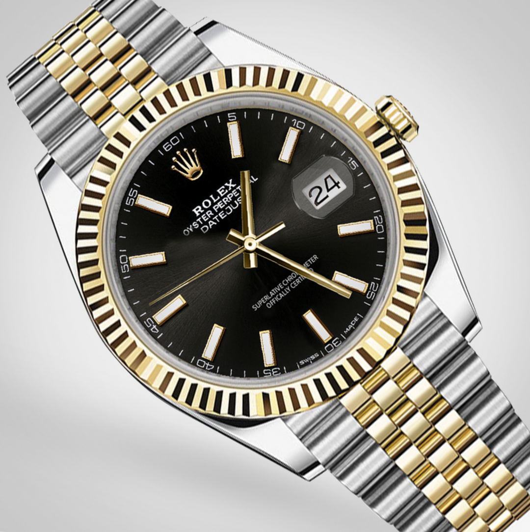 Rolex - Stainless Steel and Yellow Gold Datejust 41 - Fluted Bezel - Black index Dial - Jubilee Bracelet