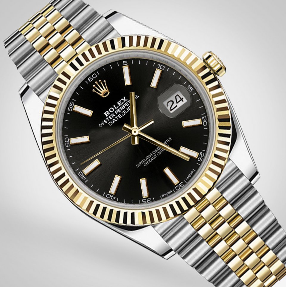 Rolex datejust 41 two tone black dial deals