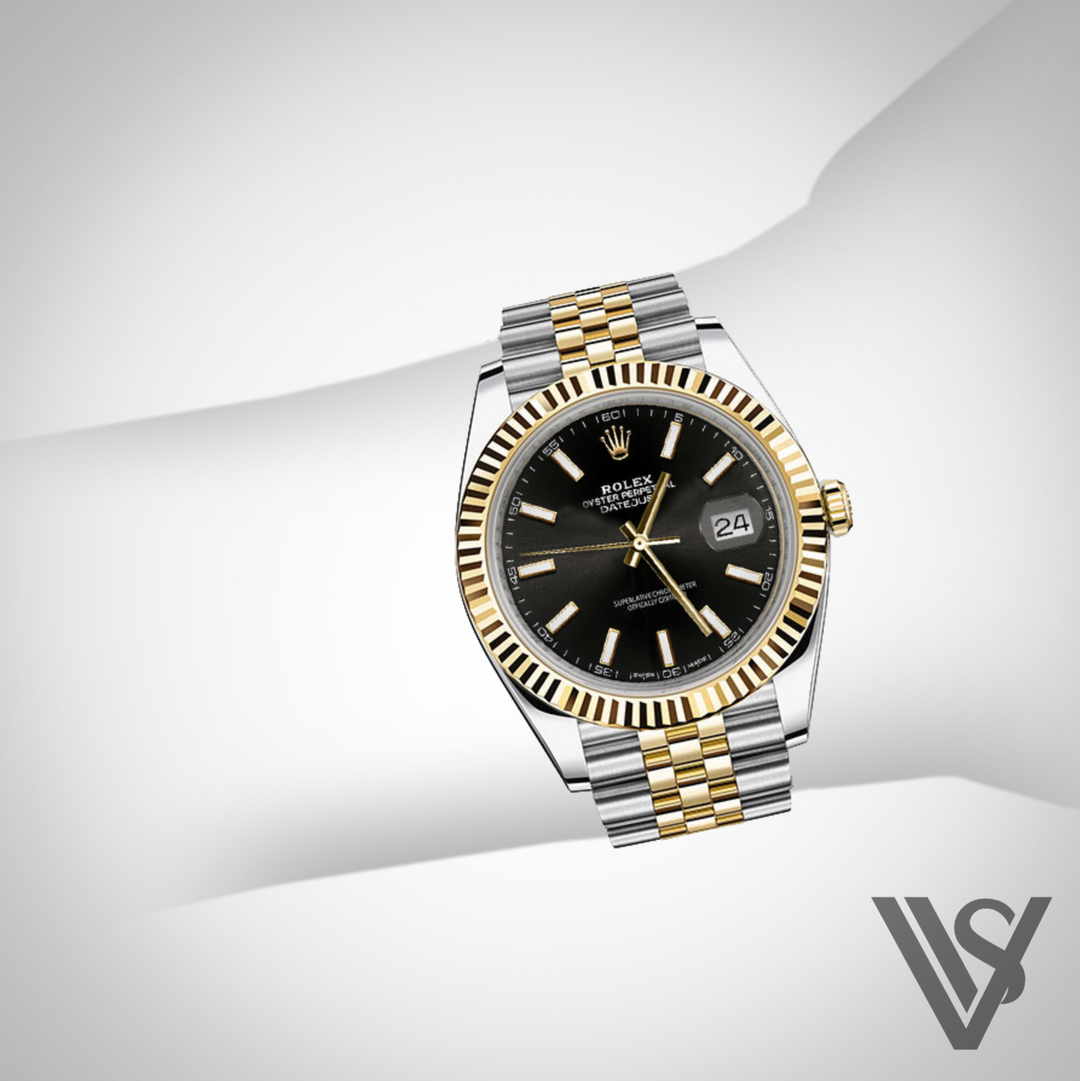 Rolex - Stainless Steel and Yellow Gold Datejust 41 - Fluted Bezel - Black index Dial - Jubilee Bracelet