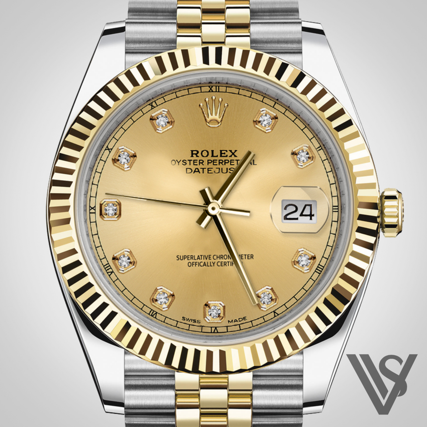 Rolex - Datejust - 41mm Champagne Diamond Dial 18K Yellow Gold Fluted Bezel Stainless Steel Yellow Jubilee Bracelet Men's Watch