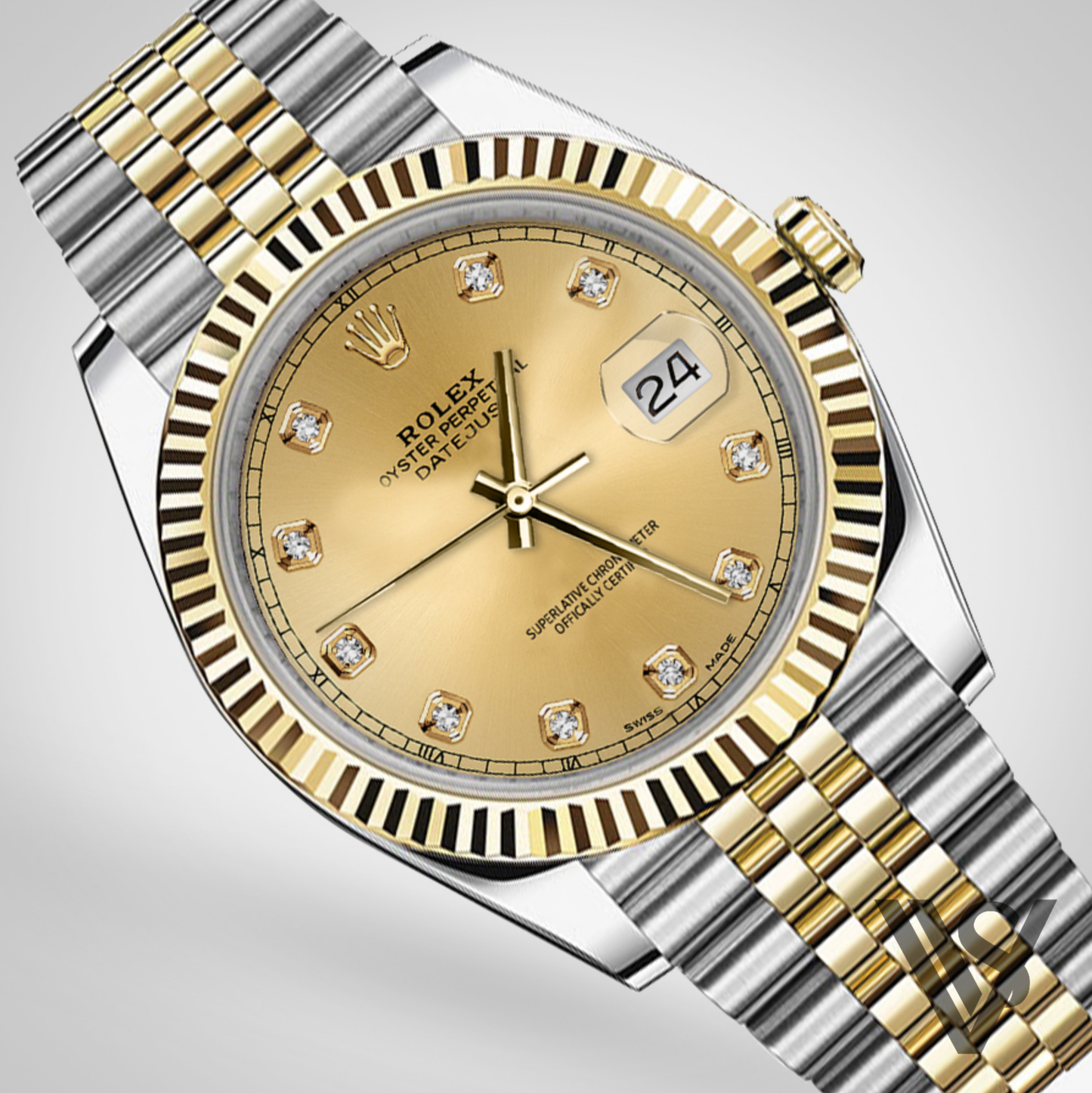 Rolex - Datejust - 41mm Champagne Diamond Dial 18K Yellow Gold Fluted Bezel Stainless Steel Yellow Jubilee Bracelet Men's Watch