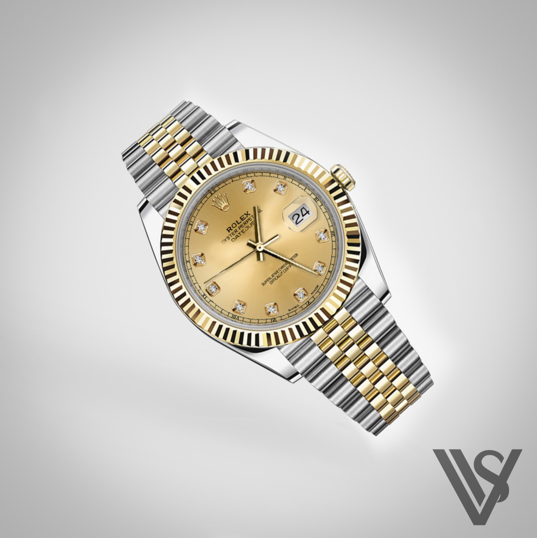 Rolex - Stainless Steel and Yellow Gold Datejust 41 - Fluted Bezel - Champagne Diamond Dial - Jubilee Bracelet