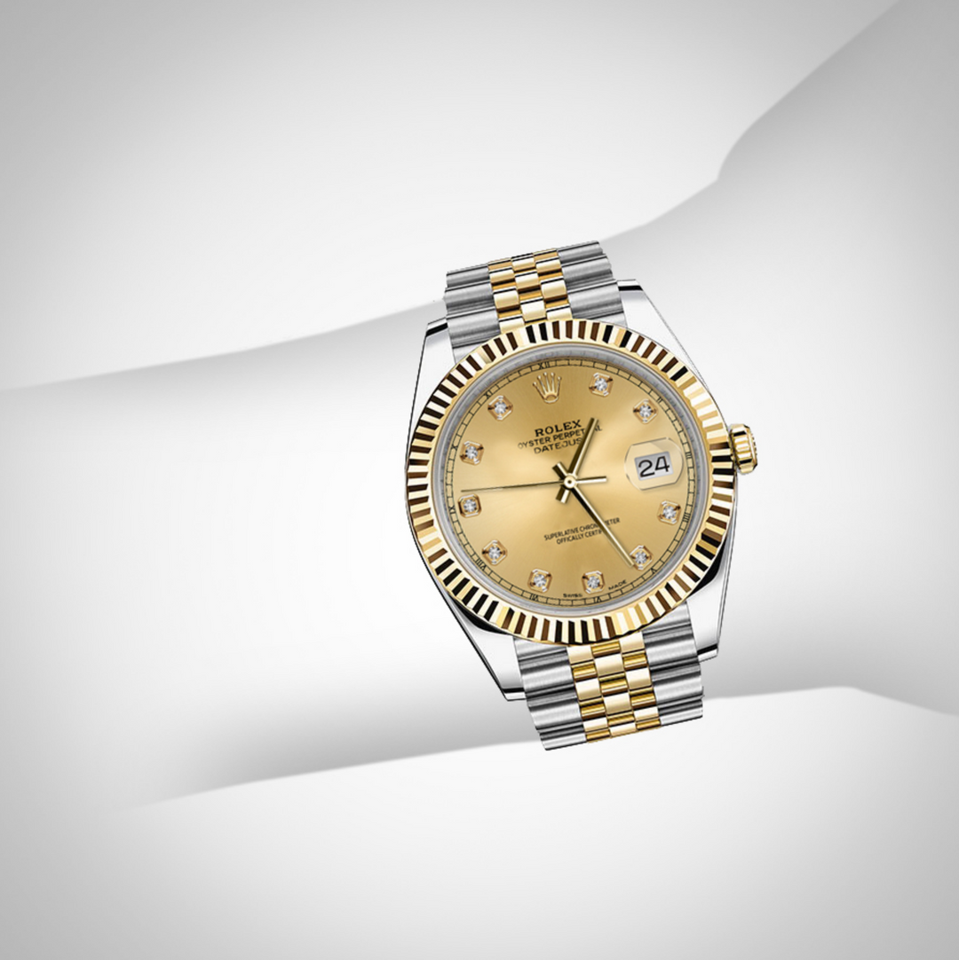 Rolex - Stainless Steel and Yellow Gold Datejust 41 - Fluted Bezel - Champagne Diamond Dial - Jubilee Bracelet