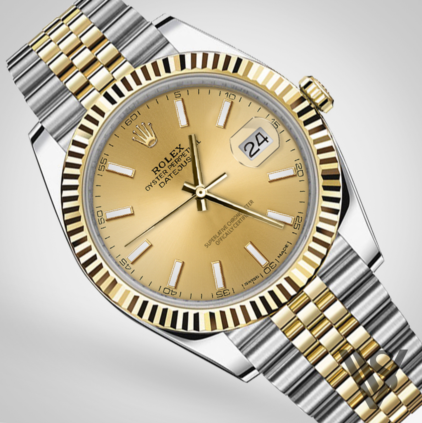 Rolex - Datejust - 41mm Champagne Index Stick Dial 18K Yellow Gold Fluted Bezel Yellow Gold/Steel Jubilee Bracelet Men's Watch