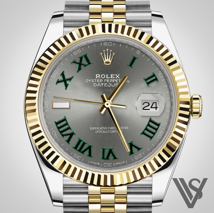 Rolex - Stainless Steel and Yellow Gold Datejust 41 - Fluted Bezel - Wimbledon Dial - Jubilee Bracelet