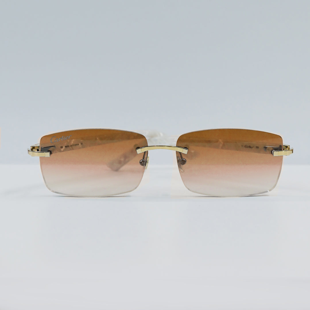 Cartier - CT0046S - Gold with White Temples and Gold Lenses