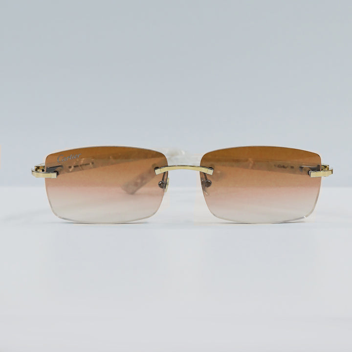 Cartier - CT0046S - Gold with White Temples and Gold Lenses