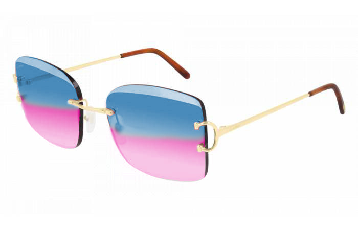 Copy of Cartier - CT0007RS - Gold Frame with Cotton Candy Blue Lenses