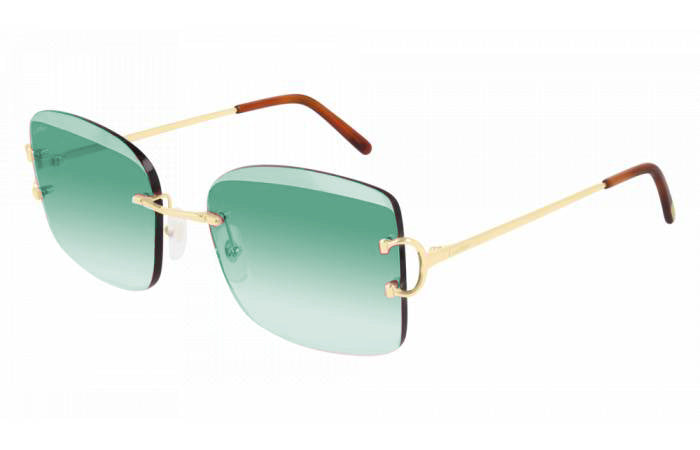 Cartier - CT0007RS 001 - Gold Frame with Green Lenses