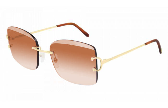Cartier - CT0007RS 001 - Gold Frame with Orange Lenses