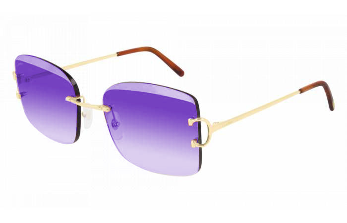 Cartier - CT0007RS 001 - Gold Frame with Purple Lenses