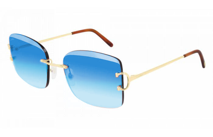 Cartier - CT0007RS - Gold Frame with Blue Skies Lenses