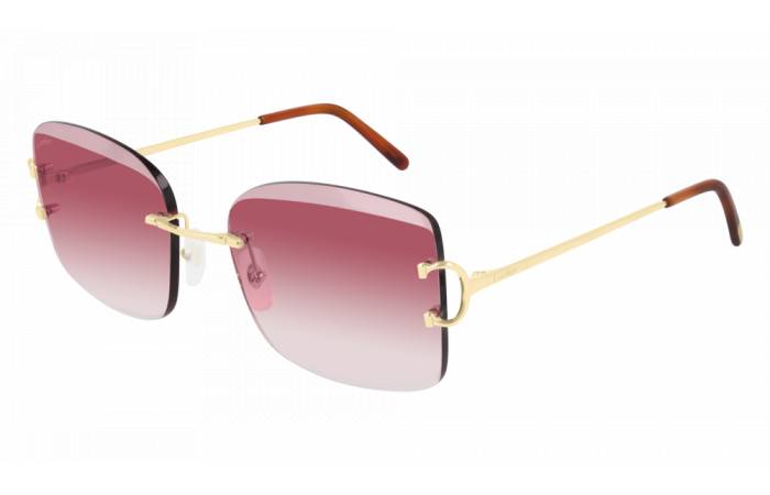 Cartier - CT0007RS - Gold Frame with Red Lenses