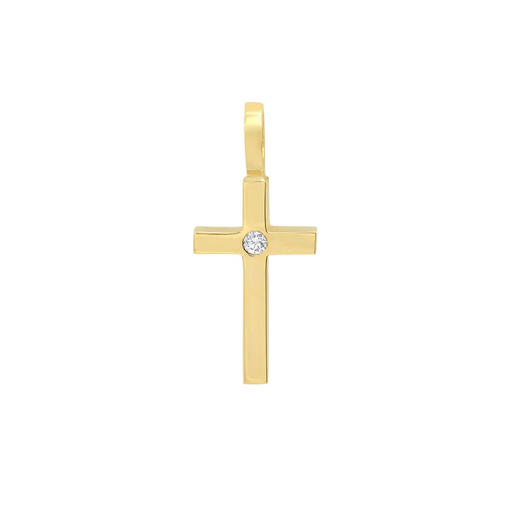 Small Cross Solitaire Pendant