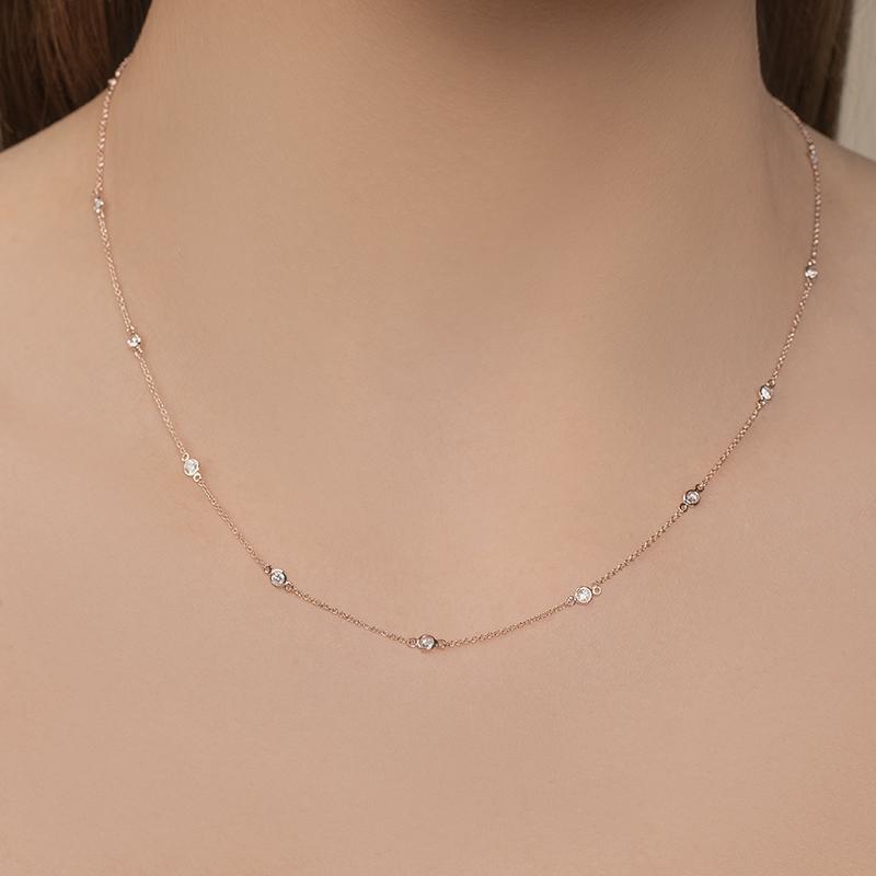 14K Yellow Gold Distance 0.80ctw Diamond Chain Necklace