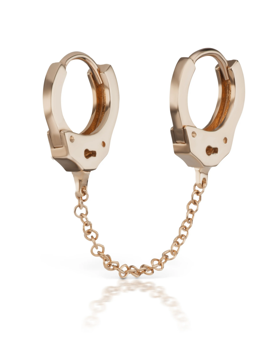 6.5mm Medium 14K Rose Gold Chain Diamond Handcuff Clickers