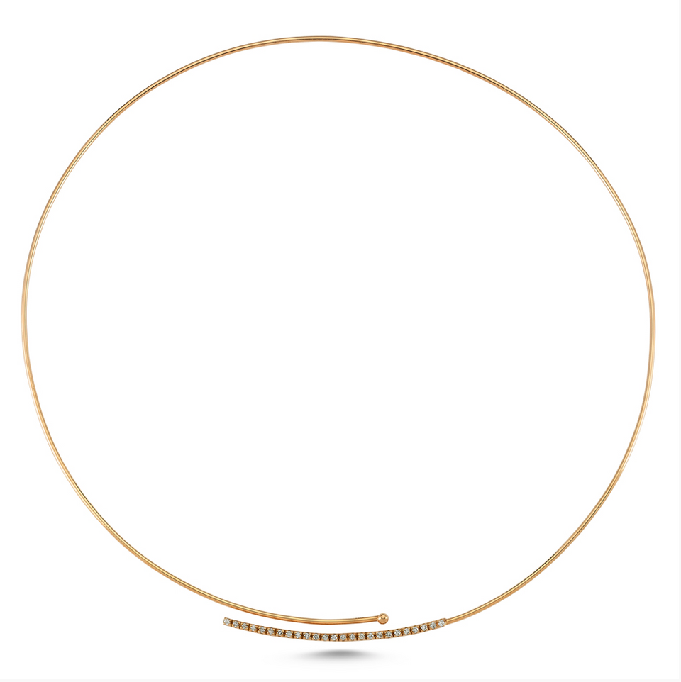 Choker Necklace Asymmetrical 14K Rose Gold Diamond 0.50 TCW