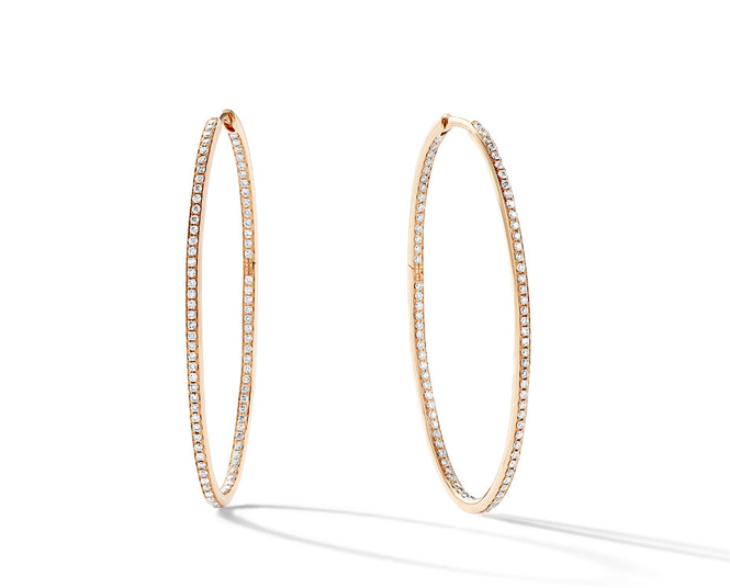 14K Rose Gold Large Infinity Hoop Diamond Pave Natural Earrings