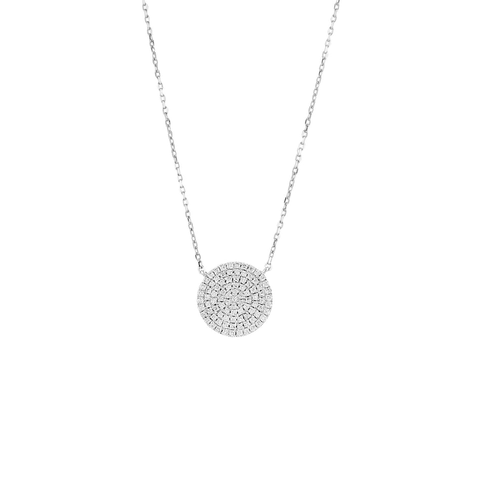 14k White Gold Cluster 0.30ctw Diamond Disc Necklace