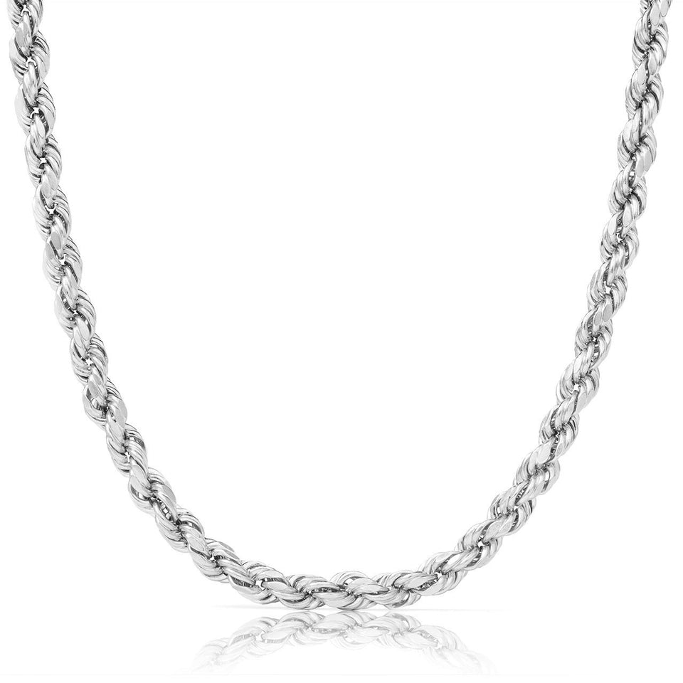 10K White Gold Rope Chain (4mm)